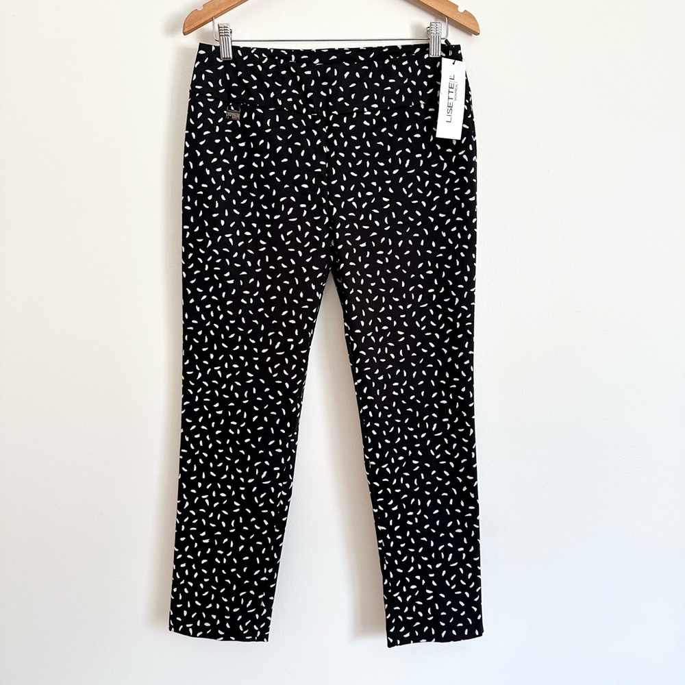 NWT Lisette L Montreal Feather Print Cropped Stretchy Pull On Pants
